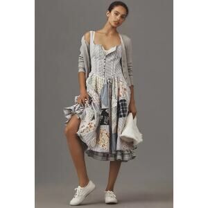 Anthropologie Pilcro The Jenna Drop Waist Patchwork Midi Dress 14 New